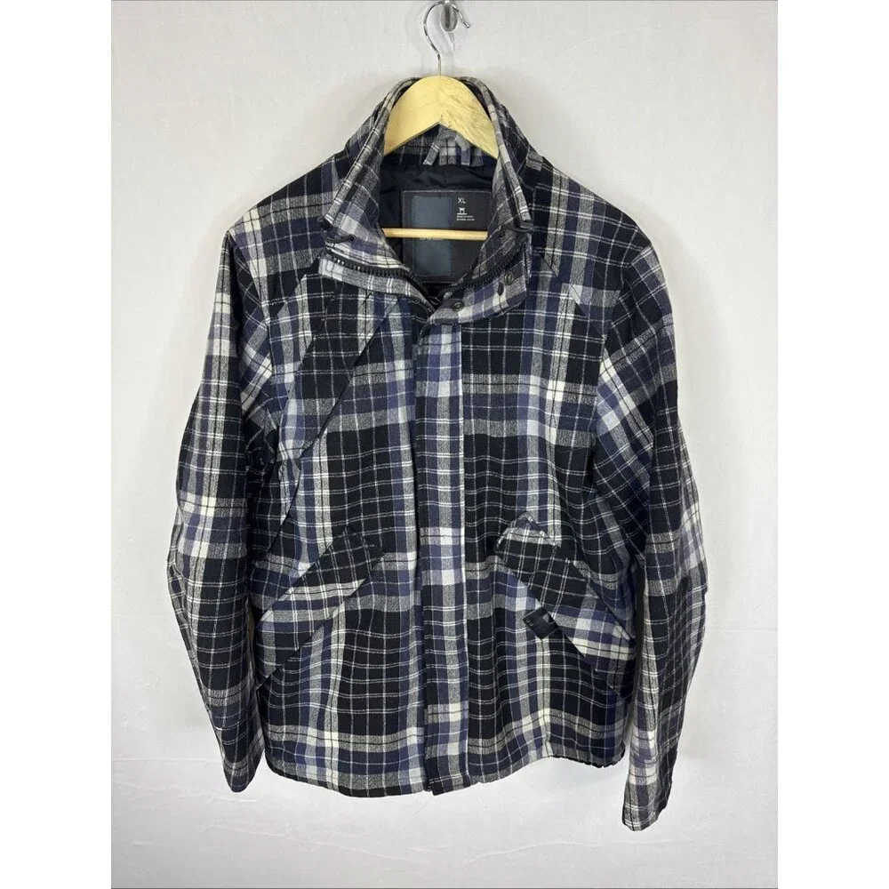 G-Star‎ RAW Teknik Wool Check Jacket Plaid Zip Front Mens XL